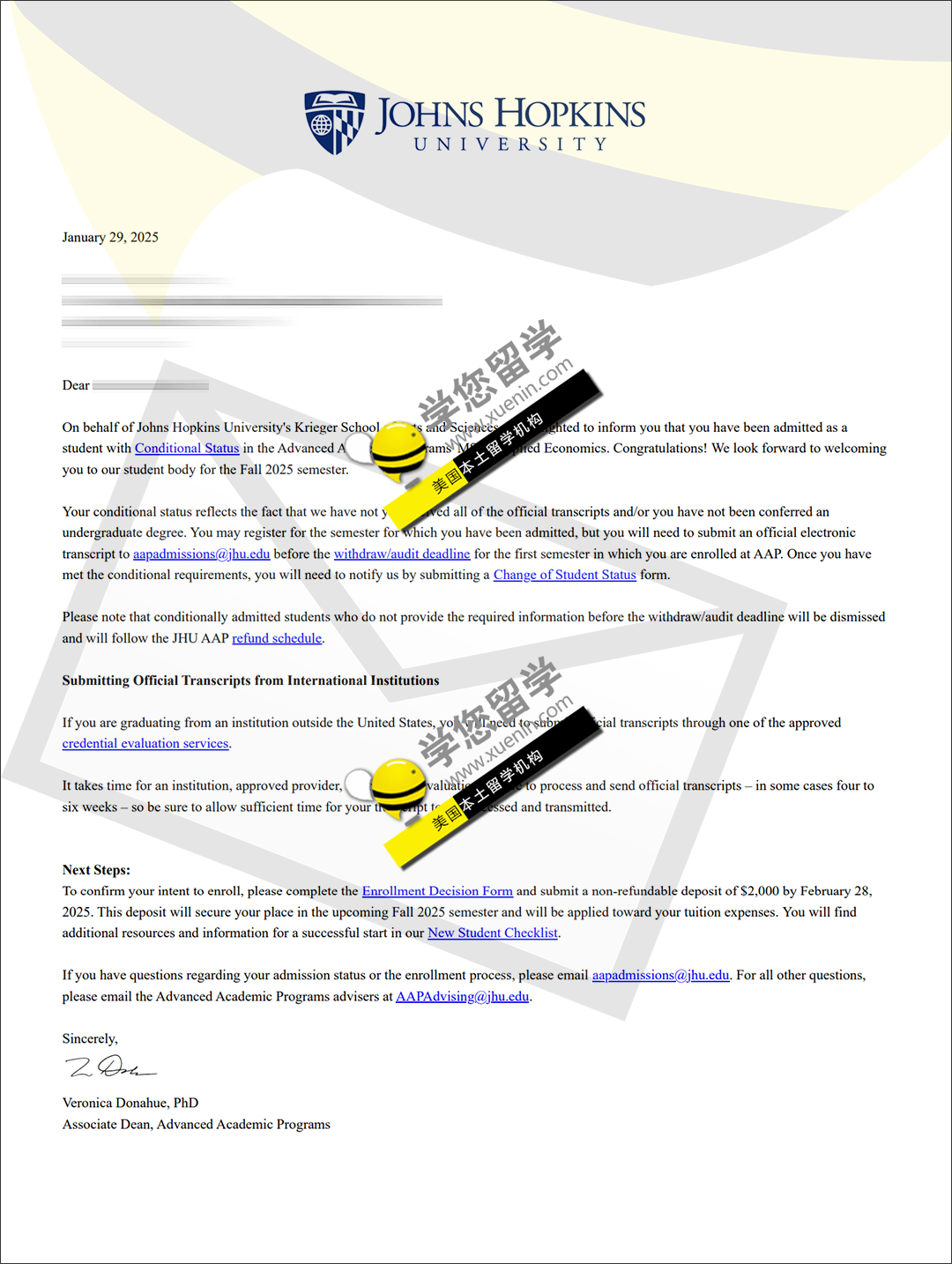 2025fall_约翰霍普金斯大学JHU经济学AD录取+1 收藏超值得！